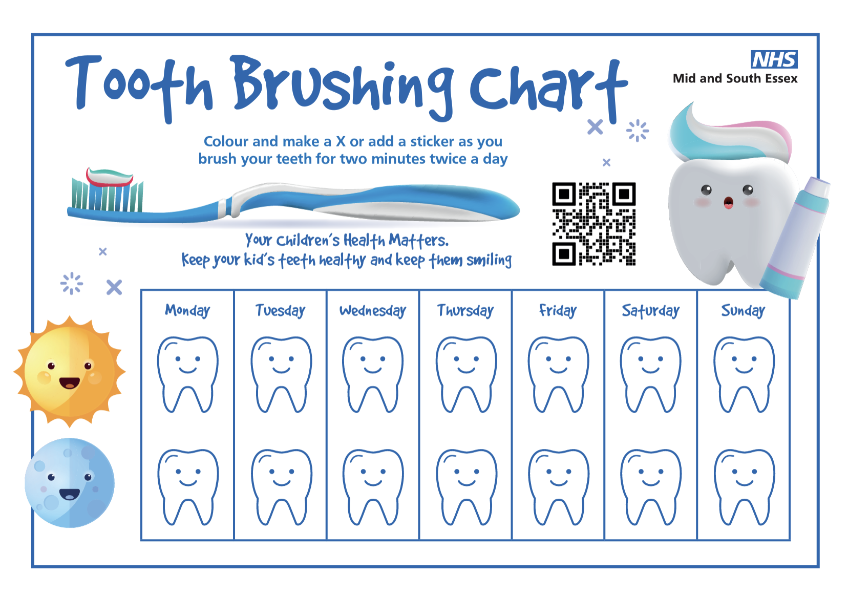 Tooth brushing chart - Mid and South Essex Integrated Care System for Brush Your Teeth Chart Free Printable