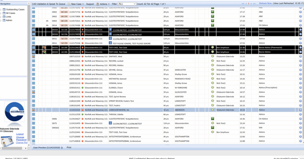 Screenshot of the Cleo Core dashboard showing the default view with a list of all cases displayed upon logging in