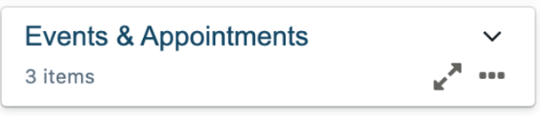 Interface toolbar showing the expand all icon button for displaying complete information within all dashboard cards.