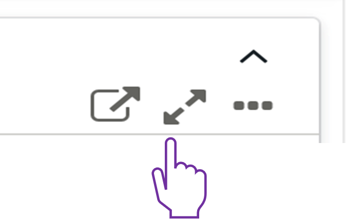 View as table icon (double diagonal arrow) and the resulting pop-up window displaying events and appointments data in a structured table format.